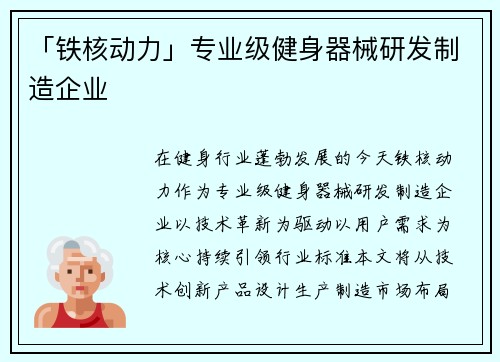 「铁核动力」专业级健身器械研发制造企业